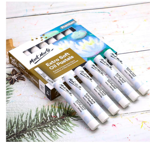 MM ზეთის თეთრი ფერის პასტელები 6 ცალი-MM Extra Soft Oil Pastels White 6pc