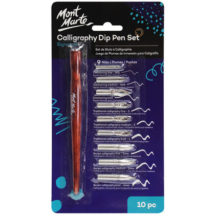 Calligraphy Pen (Fountain Pen) - MontMarte Calligraphy Dip Pen Set - 9 Nib