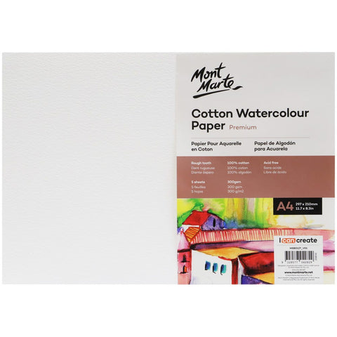 MM Cotton Watercolour Paper 300gsm A4 5 Sheets