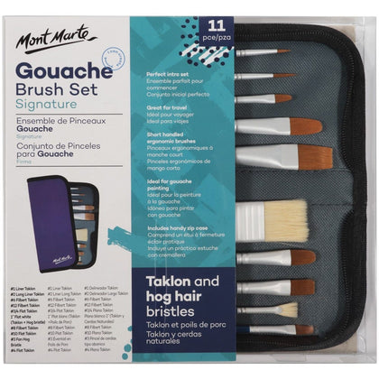 Brush Set in Wallet 11pc - Gouache