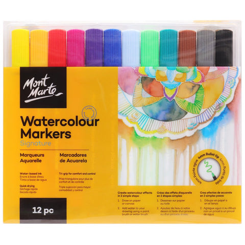 MM Watercolour Markers 12pc Tri Grip in Case