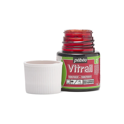 Stained glass paint 45ml - Pebeo Vitrail 45ml Crimson (transparent glass paint)