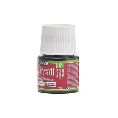 Stained glass paint 45ml - Pebeo Vitrail 45ml Crimson (transparent glass paint)