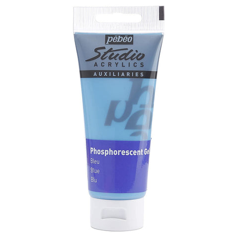 ფოსფორის საღებავი ლურჯი (აკრილი) - Pebeo Studio Acrylics 100ml Phosphorescent Gel Blue