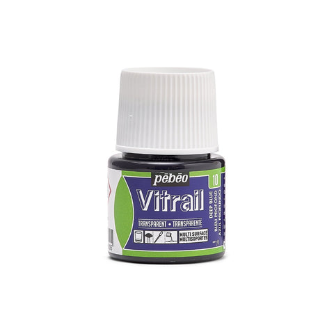 ვიტრაჟის საღებავი 45მლ - Pebeo Vitrail 45ml Deep Blue (გამჭვირვალე მინის საღებავი)