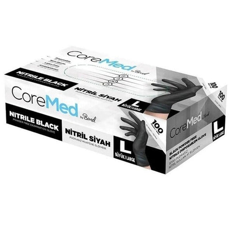 შავი ნიტრილის ხელთათმანები 100ც (შეკვრა) L - LUMINO