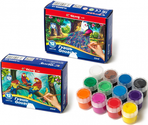 გუაშის საღებავების ნაკრები 12 ფერი - Yalong Gouache 12pc