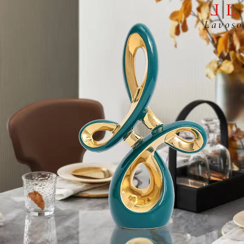 დეკორატიული ლარნაკი - Chinese knot gold and blue luxury porcelain - Small