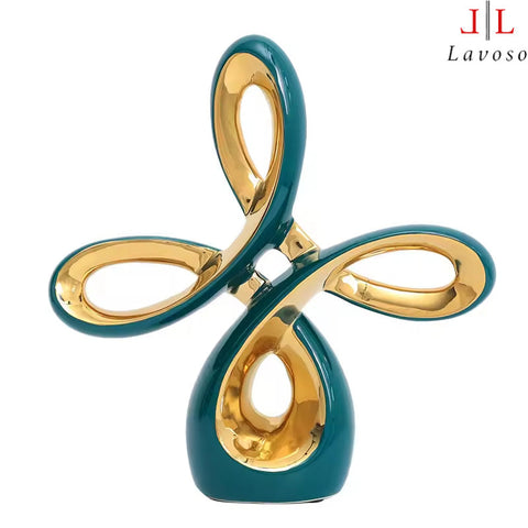 დეკორატიული ლარნაკი - Chinese knot gold and blue luxury porcelain - Small